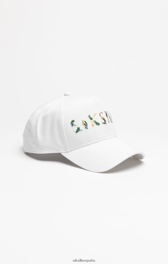 accesorio es SikSilk unisexo gorra trucker blanca con bordado floral 4NP28R234