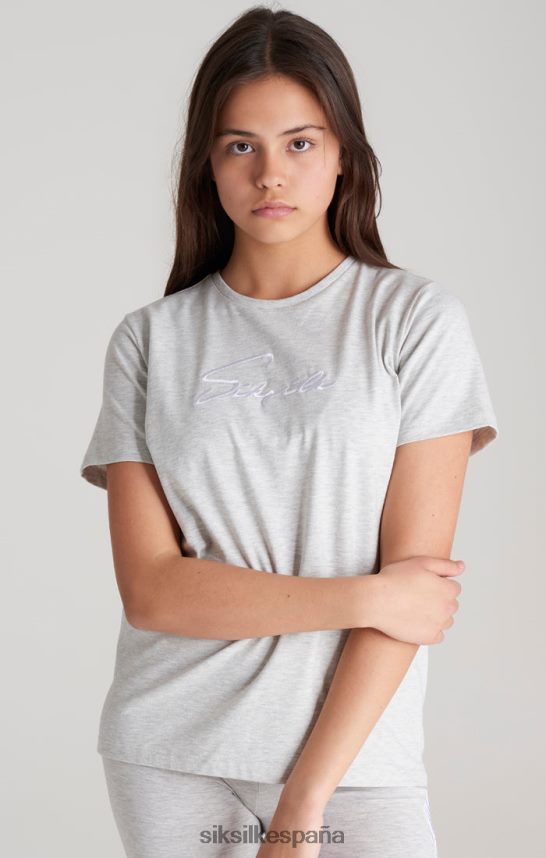 vestir es SikSilk chicas camiseta boyfriend gris jaspeado con firma 4NP28R322