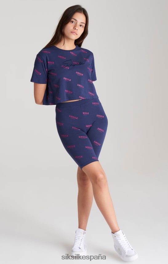 vestir es SikSilk chicas camiseta corta azul marino distintiva 4NP28R324