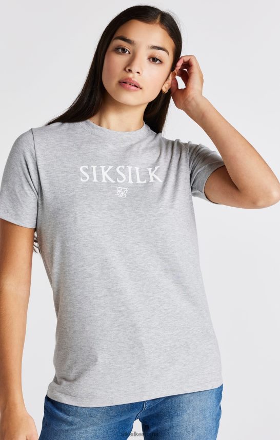 vestir es SikSilk chicas camiseta gris jaspeado con la marca 4NP28R318