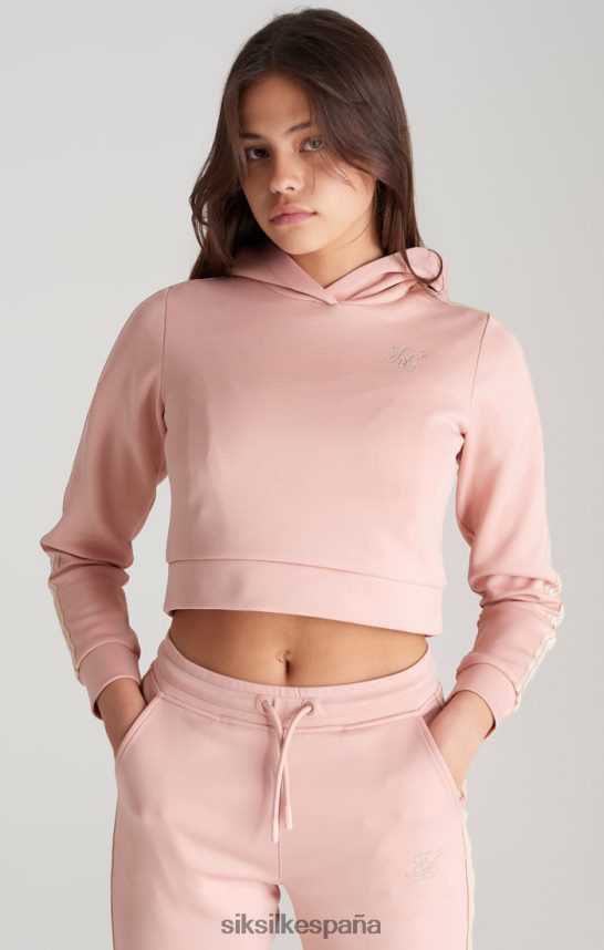 vestir es SikSilk chicas sudadera corta con capucha rosa con cinta 4NP28R332