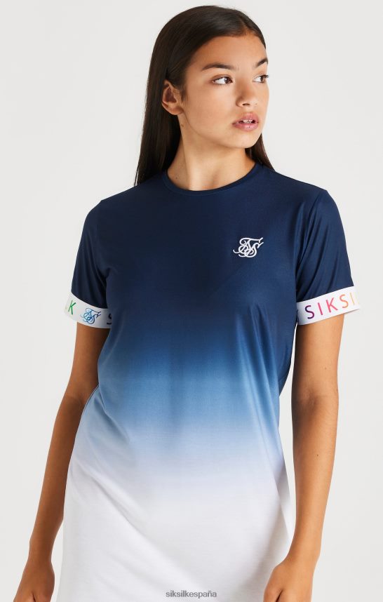 vestir es SikSilk chicas Vestido estilo camiseta con efecto arcoíris - azul marino y blanco 4NP28R342