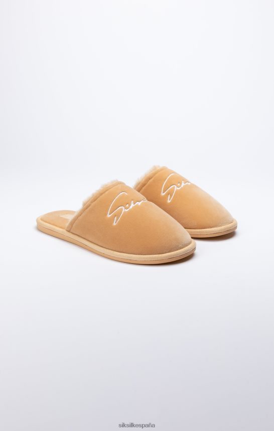 calzado es SikSilk hombres zapatilla beige con logo bordado 4NP28R7