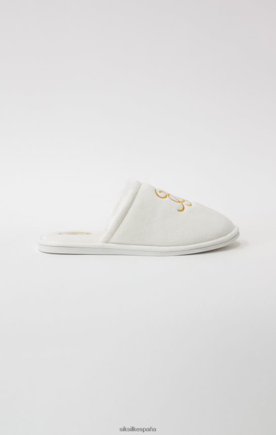 calzado es SikSilk hombres zapatilla blanca con logo bordado 4NP28R6
