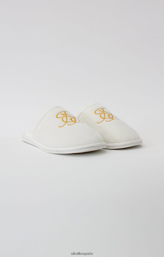 calzado es SikSilk hombres zapatilla blanca con logo bordado 4NP28R6