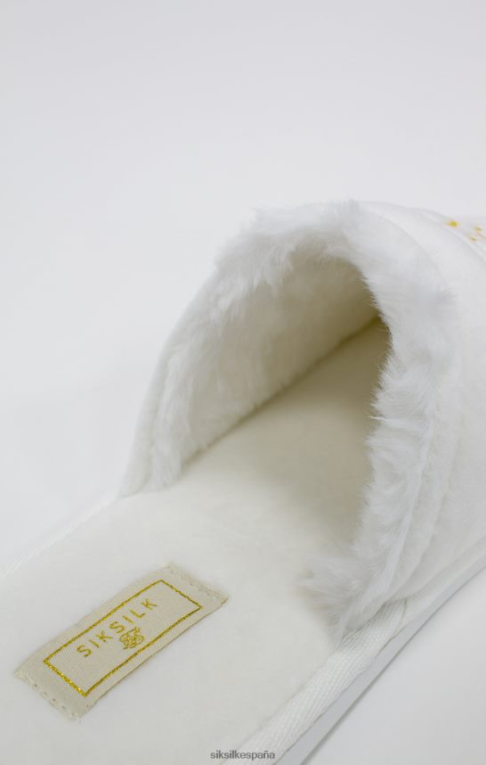 calzado es SikSilk hombres zapatilla blanca con logo bordado 4NP28R6
