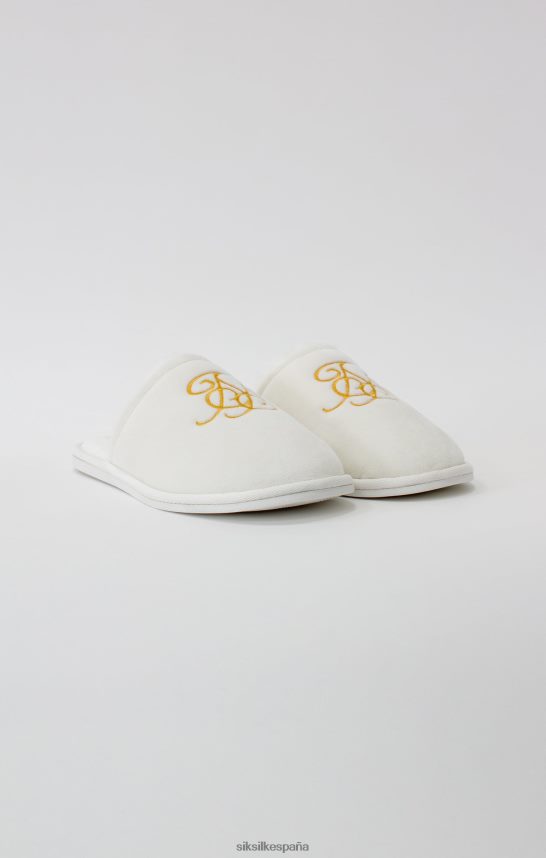 calzado es SikSilk hombres zapatilla blanca con logo bordado 4NP28R6