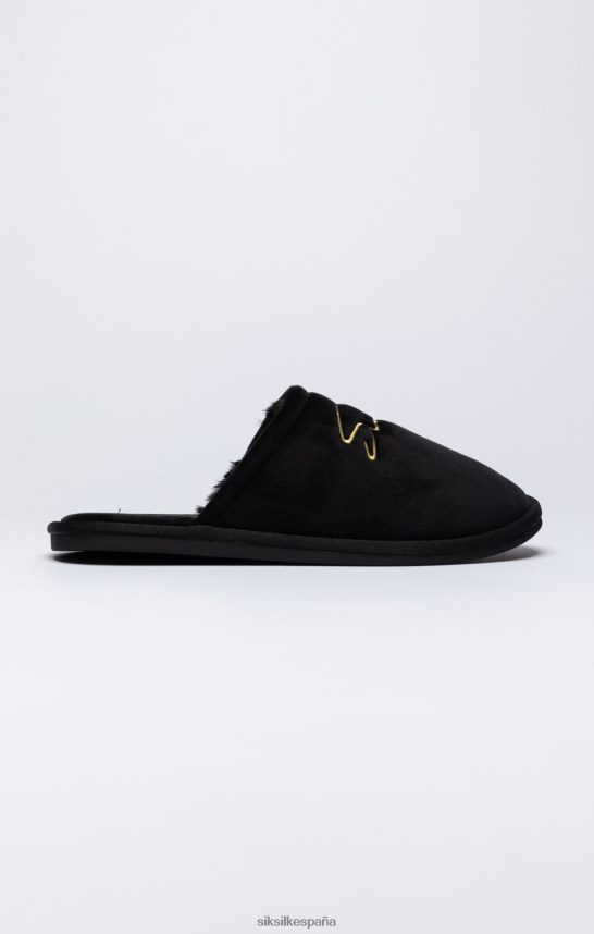 calzado es SikSilk hombres zapatilla negra con logo bordado 4NP28R9