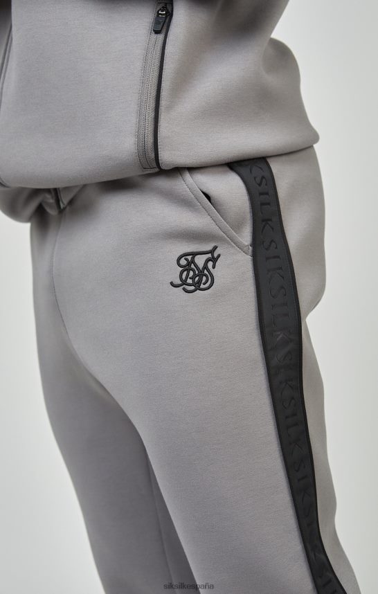 vestir es SikSilk hombres Conjunto de sudadera con capucha y joggers con cremallera y cinta en gris 4NP28R504
