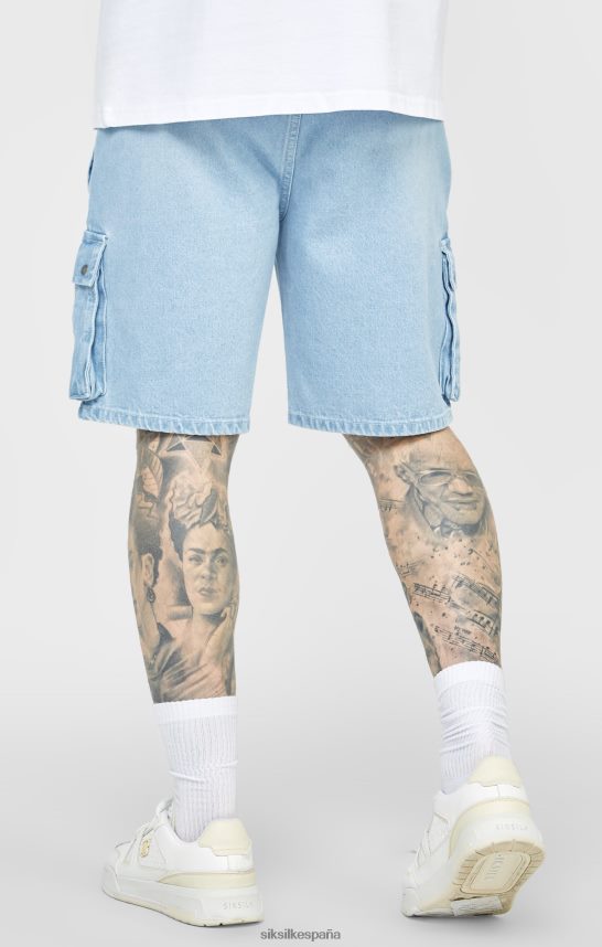 vestir es SikSilk hombres Short denim cintura elástica azul 4NP28R588