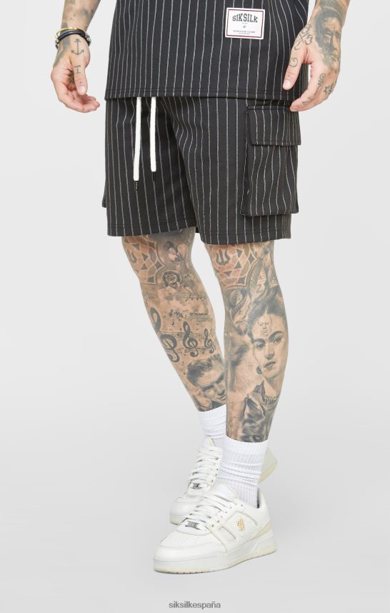 vestir es SikSilk hombres pantalón corto cargo de baloncesto aniversario negro 4NP28R564