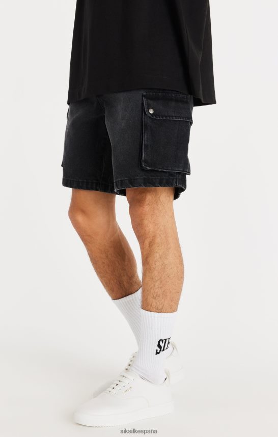 vestir es SikSilk hombres pantalón corto cargo de mezclilla negro 4NP28R598