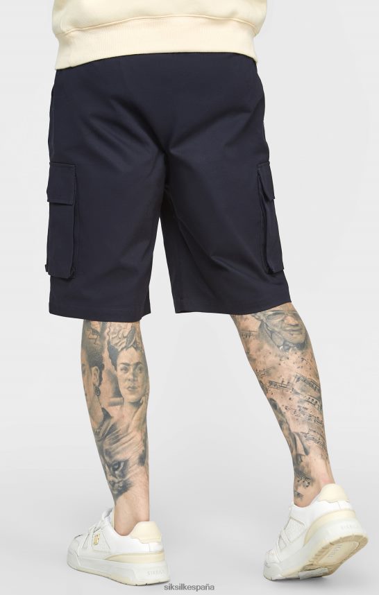 vestir es SikSilk hombres pantalón corto cargo tejido azul marino 4NP28R573