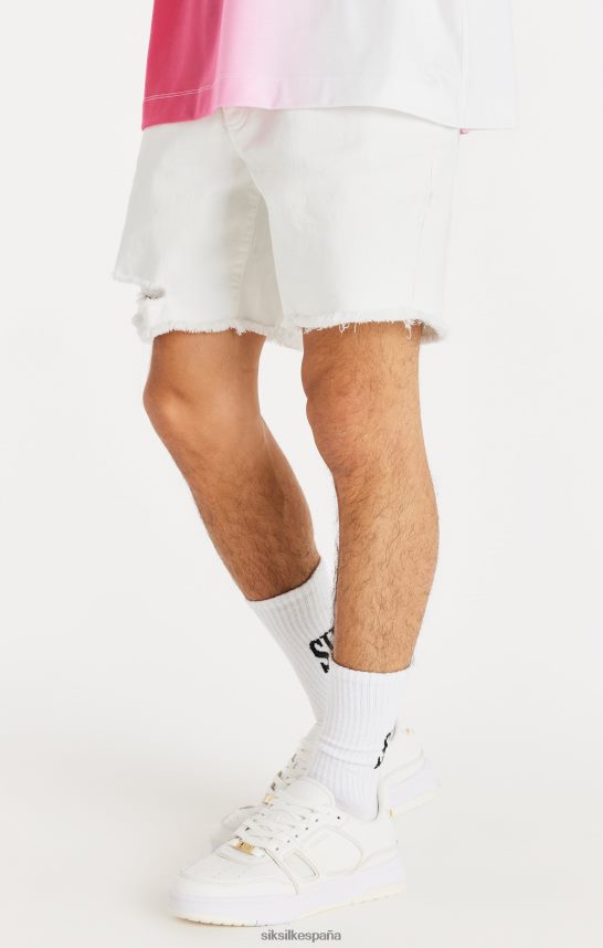 vestir es SikSilk hombres pantalón corto de mezclilla desgastado con dobladillo sin rematar blanco 4NP28R600