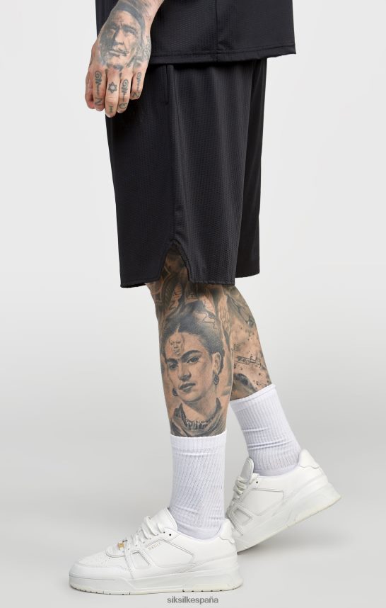 vestir es SikSilk hombres pantalón corto holgado de malla negra 4NP28R570