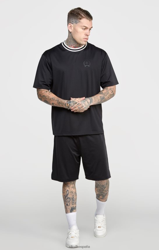 vestir es SikSilk hombres pantalón corto holgado de malla negra 4NP28R570
