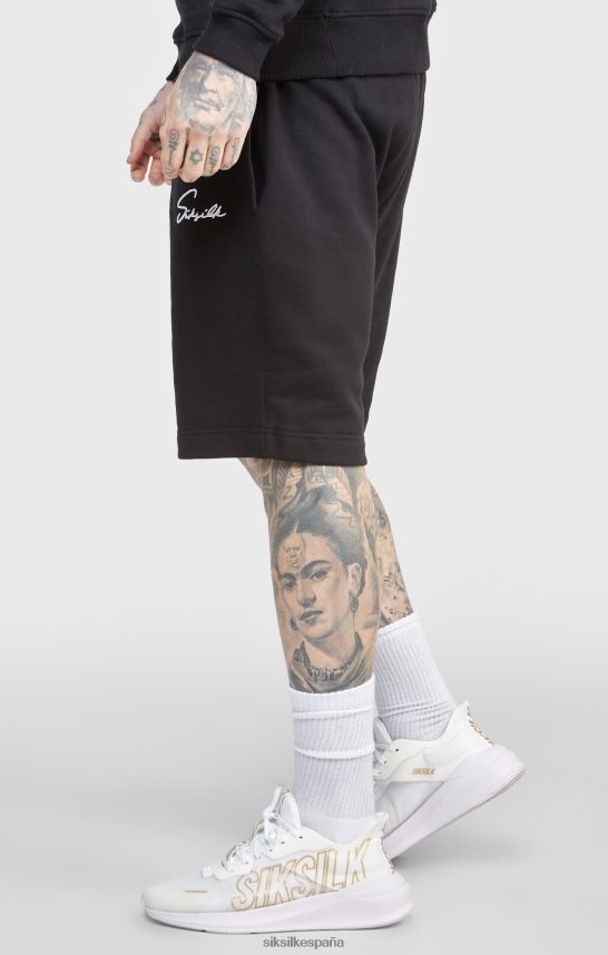 vestir es SikSilk hombres pantalón corto negro con bordado de guiones 4NP28R581