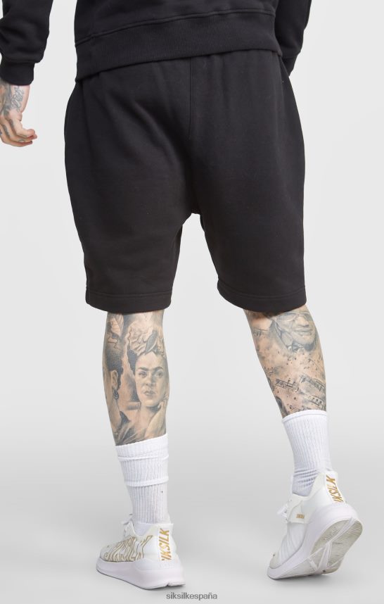 vestir es SikSilk hombres pantalón corto negro con bordado de guiones 4NP28R581
