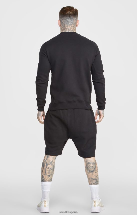 vestir es SikSilk hombres pantalón corto negro con bordado de guiones 4NP28R581