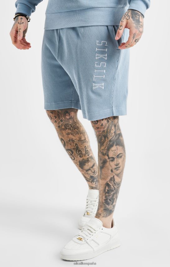 vestir es SikSilk hombres pantalones cortos con textura de gofre bordado azul 4NP28R576