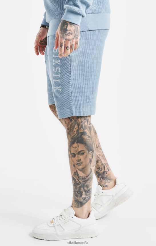 vestir es SikSilk hombres pantalones cortos con textura de gofre bordado azul 4NP28R576