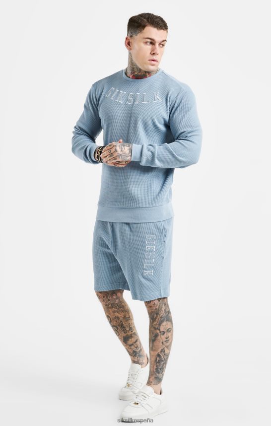 vestir es SikSilk hombres pantalones cortos con textura de gofre bordado azul 4NP28R576
