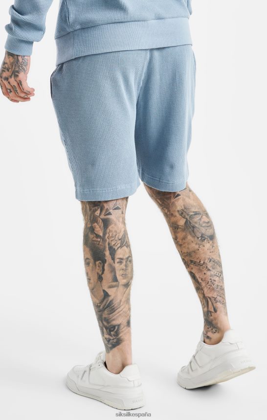 vestir es SikSilk hombres pantalones cortos con textura de gofre bordado azul 4NP28R576