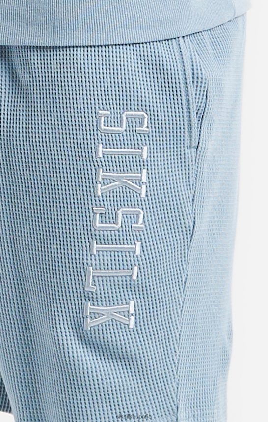 vestir es SikSilk hombres pantalones cortos con textura de gofre bordado azul 4NP28R576