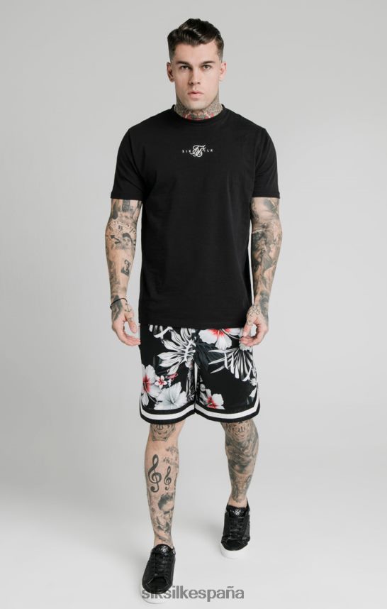 vestir es SikSilk hombres pantalones cortos de baloncesto florales - negro 4NP28R591