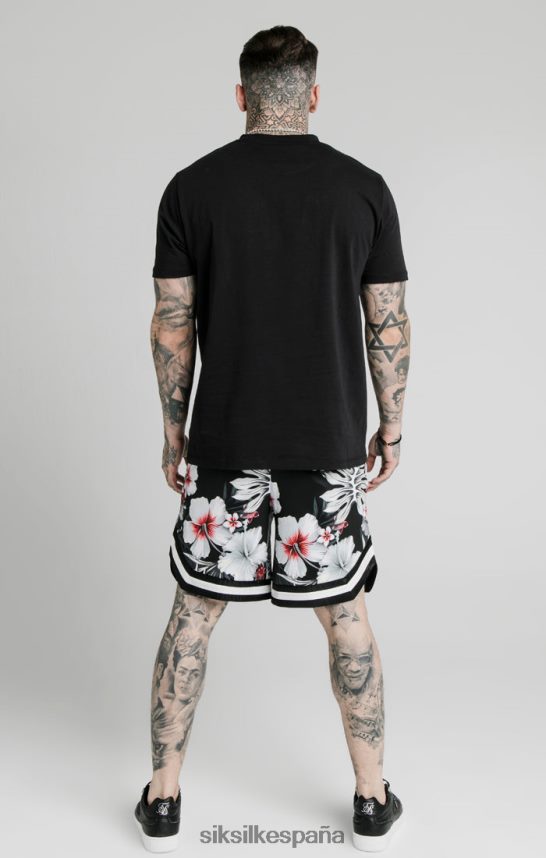 vestir es SikSilk hombres pantalones cortos de baloncesto florales - negro 4NP28R591