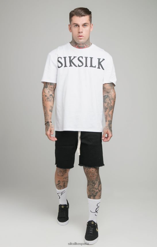 vestir es SikSilk hombres pantalones cortos de mezclilla relajados con dobladillo sin rematar en negro 4NP28R582