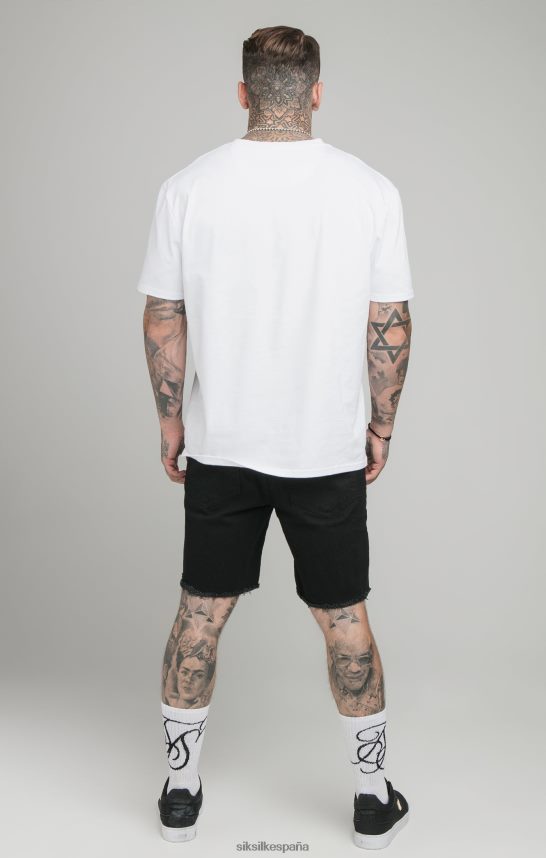 vestir es SikSilk hombres pantalones cortos de mezclilla relajados con dobladillo sin rematar en negro 4NP28R582