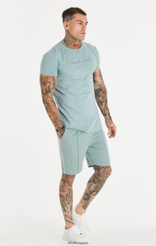 vestir es SikSilk hombres pantalones cortos plisados ​​con guión - verde azulado 4NP28R597