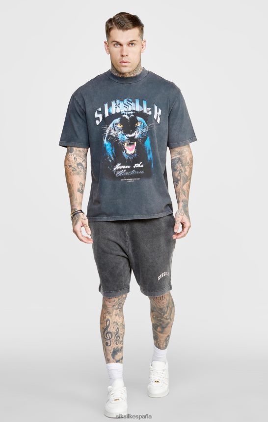 vestir es SikSilk hombres pantalones cortos relajados con gráficos negros 4NP28R567