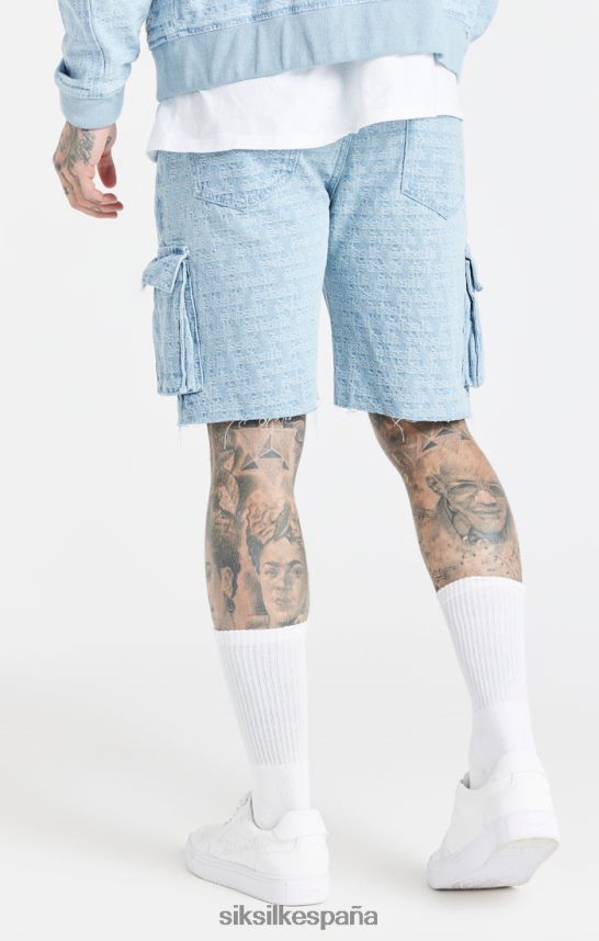 vestir es SikSilk hombres short cargo de mezclilla jacquard azul 4NP28R593