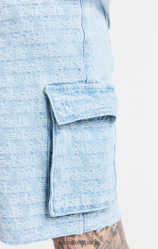 vestir es SikSilk hombres short cargo de mezclilla jacquard azul 4NP28R593