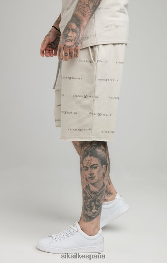 vestir es SikSilk hombres short con estampado reflectante beige 4NP28R594