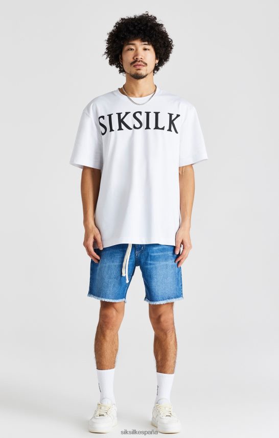 vestir es SikSilk hombres shorts de mezclilla relajados con dobladillo sin rematar en azul 4NP28R587