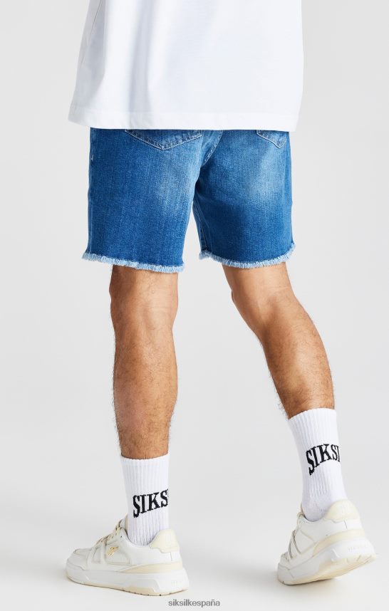 vestir es SikSilk hombres shorts de mezclilla relajados con dobladillo sin rematar en azul 4NP28R587