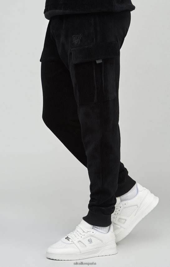 vestir es SikSilk hombres joggers cargo de pana negros 4NP28R532