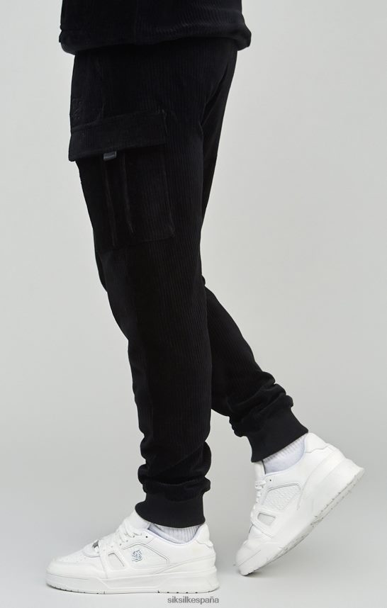 vestir es SikSilk hombres joggers cargo de pana negros 4NP28R532