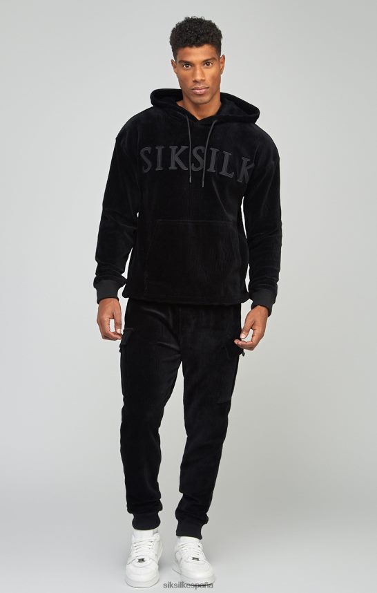 vestir es SikSilk hombres joggers cargo de pana negros 4NP28R532