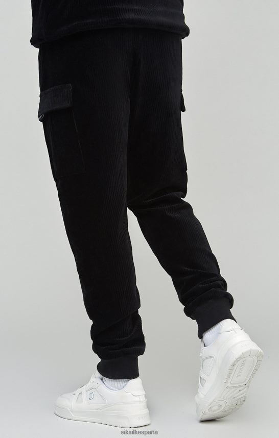 vestir es SikSilk hombres joggers cargo de pana negros 4NP28R532
