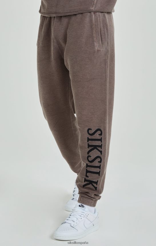 vestir es SikSilk hombres joggers relajados marrones de peso pesado con bucle trasero 4NP28R537
