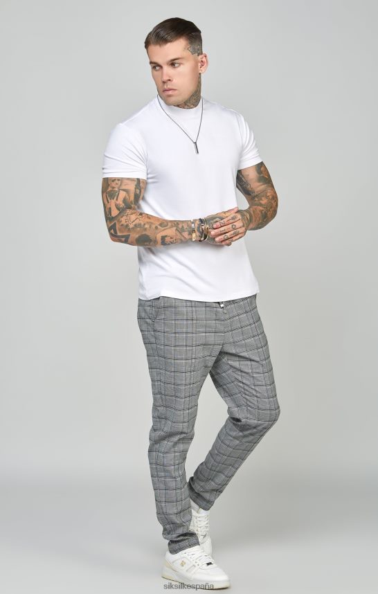 vestir es SikSilk hombres Joggers grises de corte tapered de tejido elegante 4NP28R524