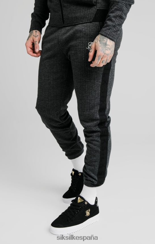 vestir es SikSilk hombres Pantalón con puños a cuadros tonales - gris 4NP28R526