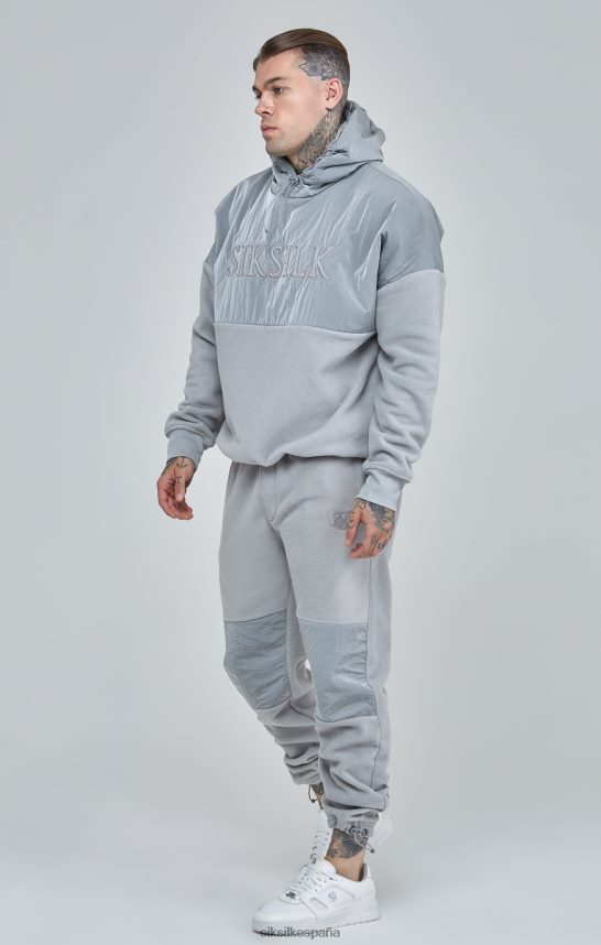 vestir es SikSilk hombres jogger con puños y paneles de polar gris 4NP28R517