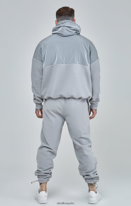 vestir es SikSilk hombres jogger con puños y paneles de polar gris 4NP28R517