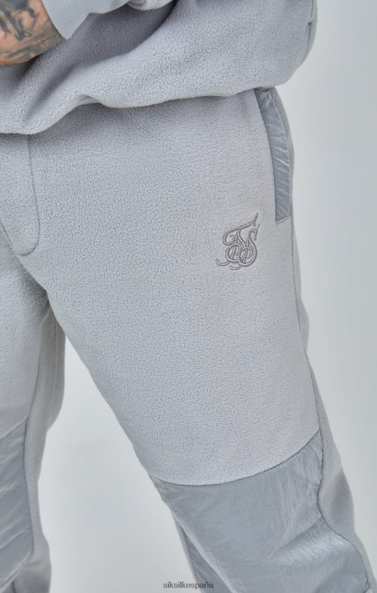 vestir es SikSilk hombres jogger con puños y paneles de polar gris 4NP28R517