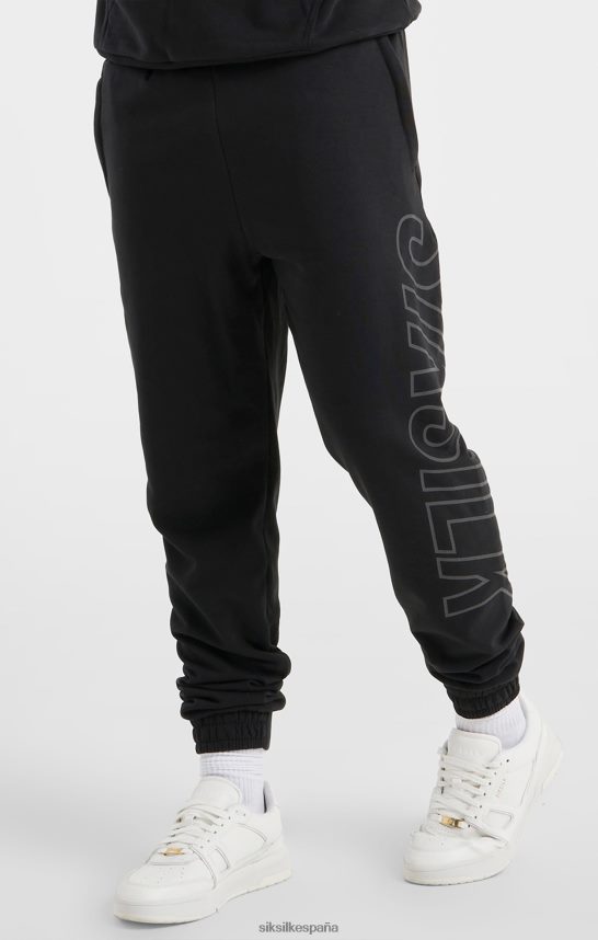 vestir es SikSilk hombres pantalón deportivo negro con marca grande y ajuste relajado 4NP28R525